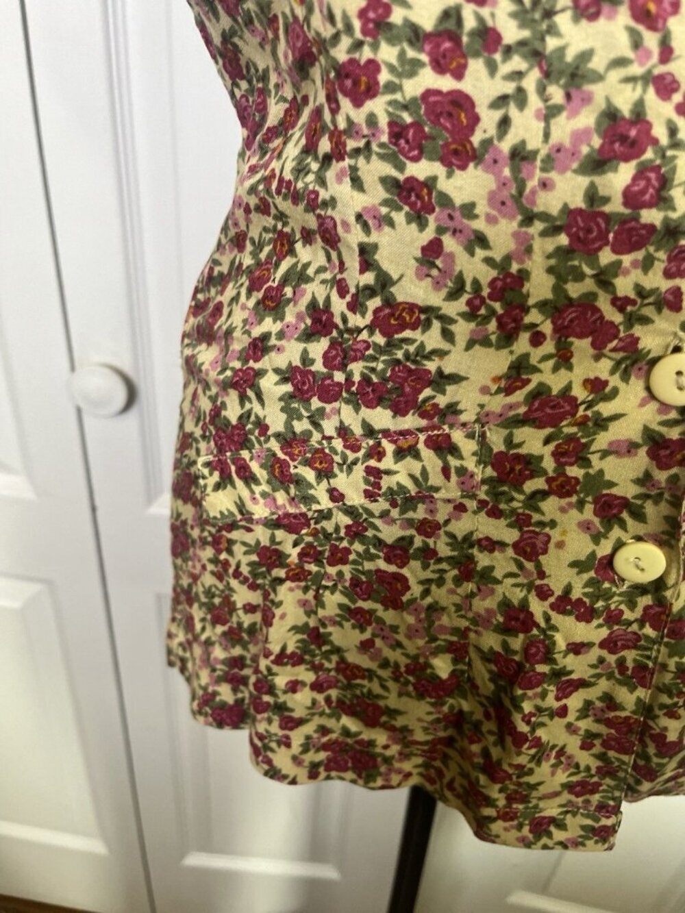 Vintage 90's Pinky Company Floral Button Blouse Sz S Sleeveless Cottagecore - Picture 4 of 10